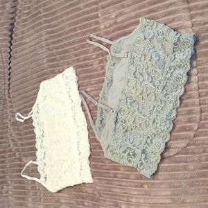 White and Gray Grace and Lace Bralettes